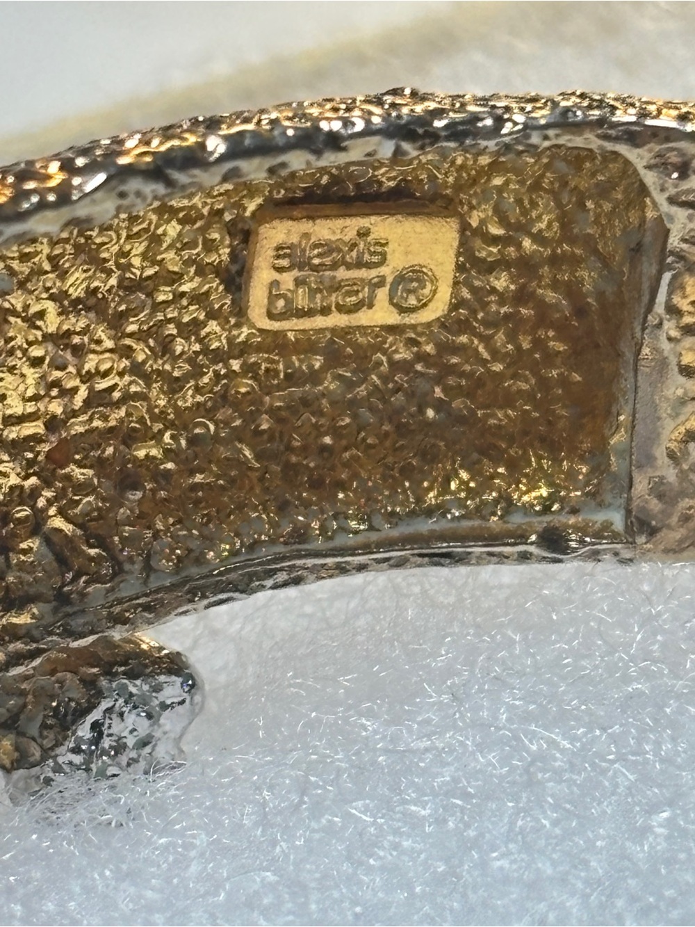 Alexis Bittar Gold and Silver Textured Bangle - Picture 5 of 6